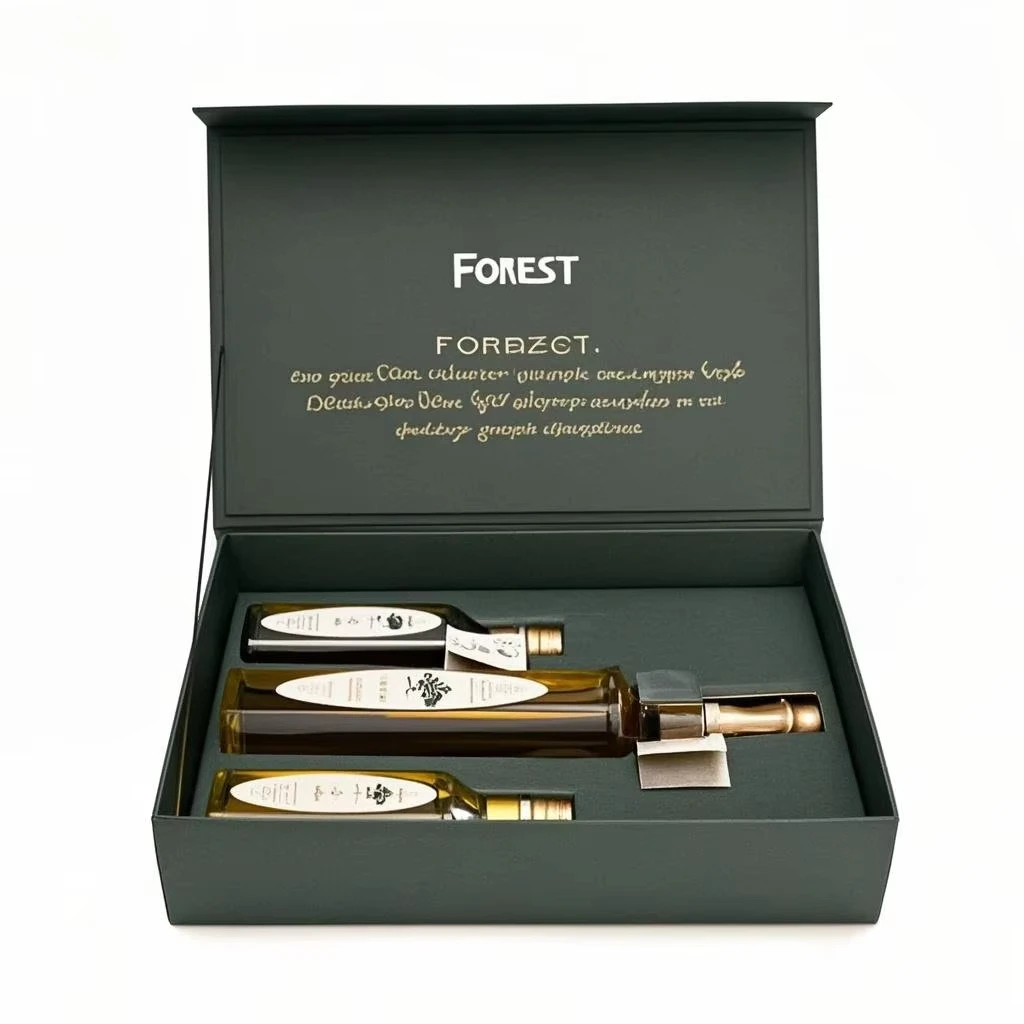 Custom Printing Cardboard Green Olive Oil Bottle Luxury Gift Box Packaging With Insert