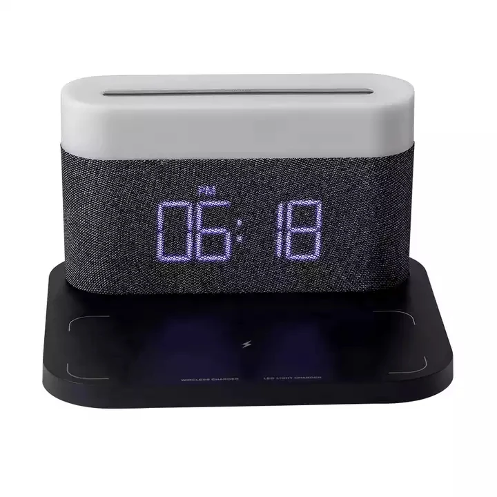 Alarm Clock 15w Fast Charging Wireless Charger Clamping Car Phone Holder Wireless Charger With Led Light