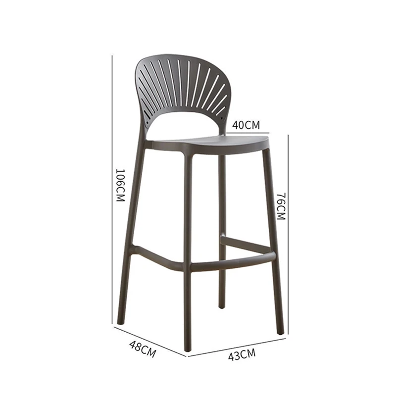 Cheap Price Modern High Back Bar Stool Kitchen Barstool Counter Height Tall Barstool Bar Chairs Stool Plastic with Back Rest Arm