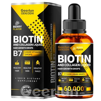 OEM High Quality Biotin And Collagen Liquid Drops Skin Hair Nails Healthy Supplements Hair Growth Drops