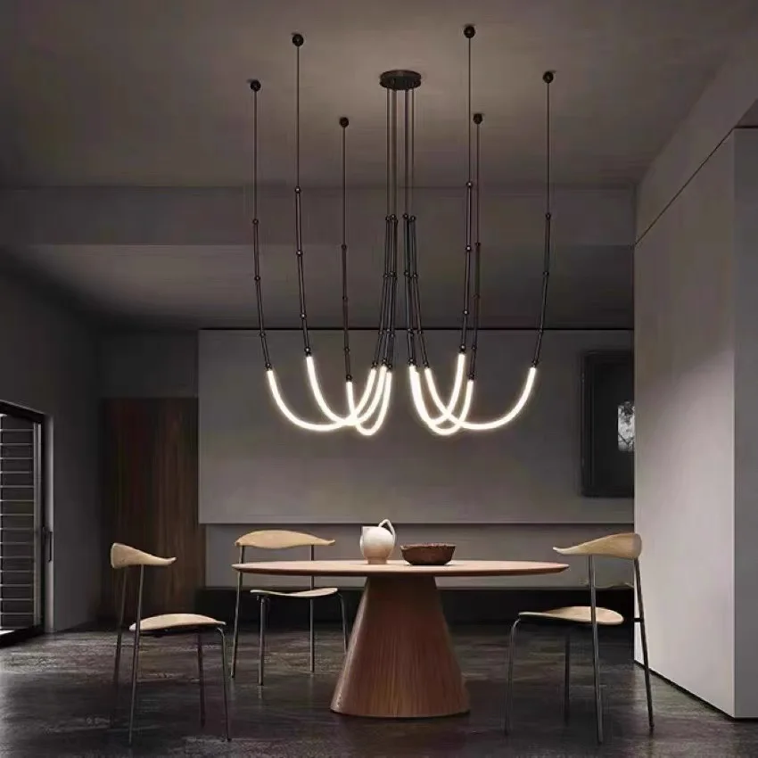 Italian Style Modern Luxury Linear LED Chandelier  Design for High Ceiling Living Dining Rooms