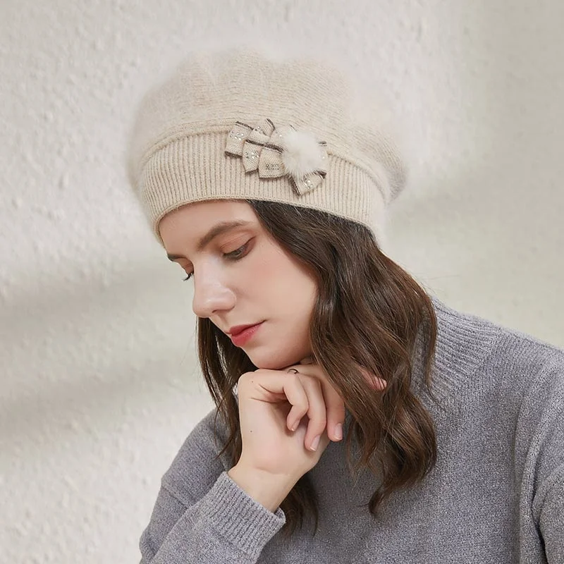 Knit Beret Berets For Women Classic Angola Wool Berets For Women