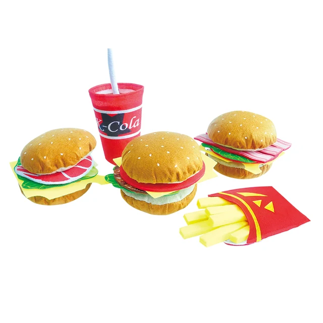 Children's Favorite Fast Food Makeup Kit Fabric Simulated Hamburger French Fries Softy Toys