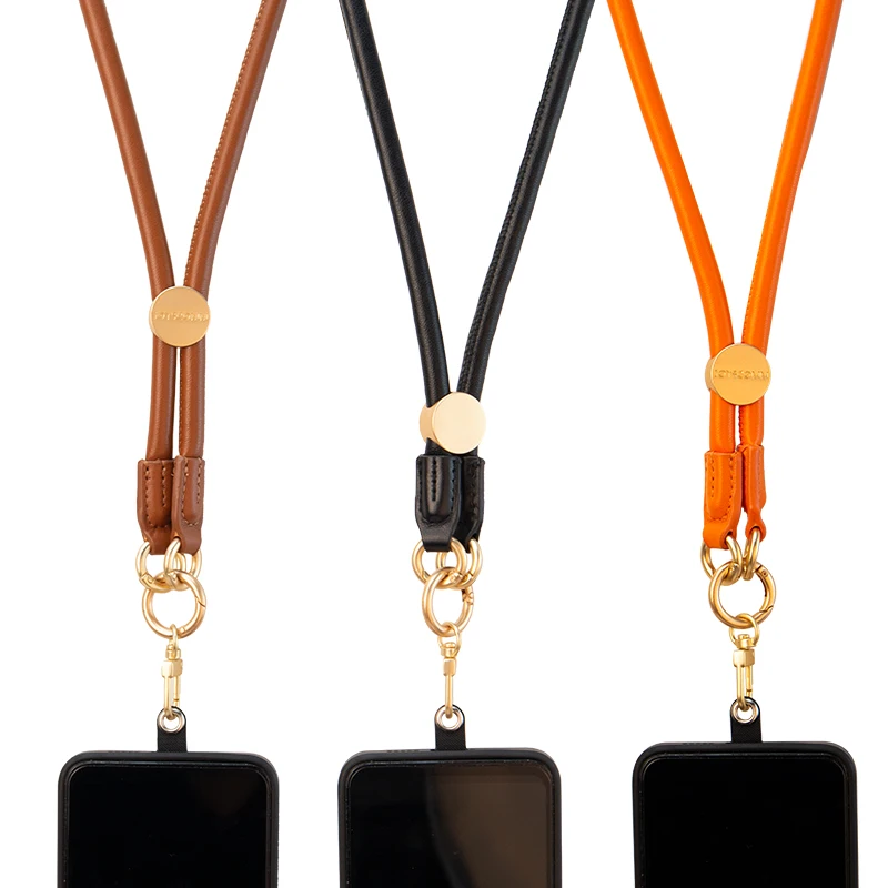 Adjustable 8mm Leather Phone Lanyard - Universal Mobile Phone