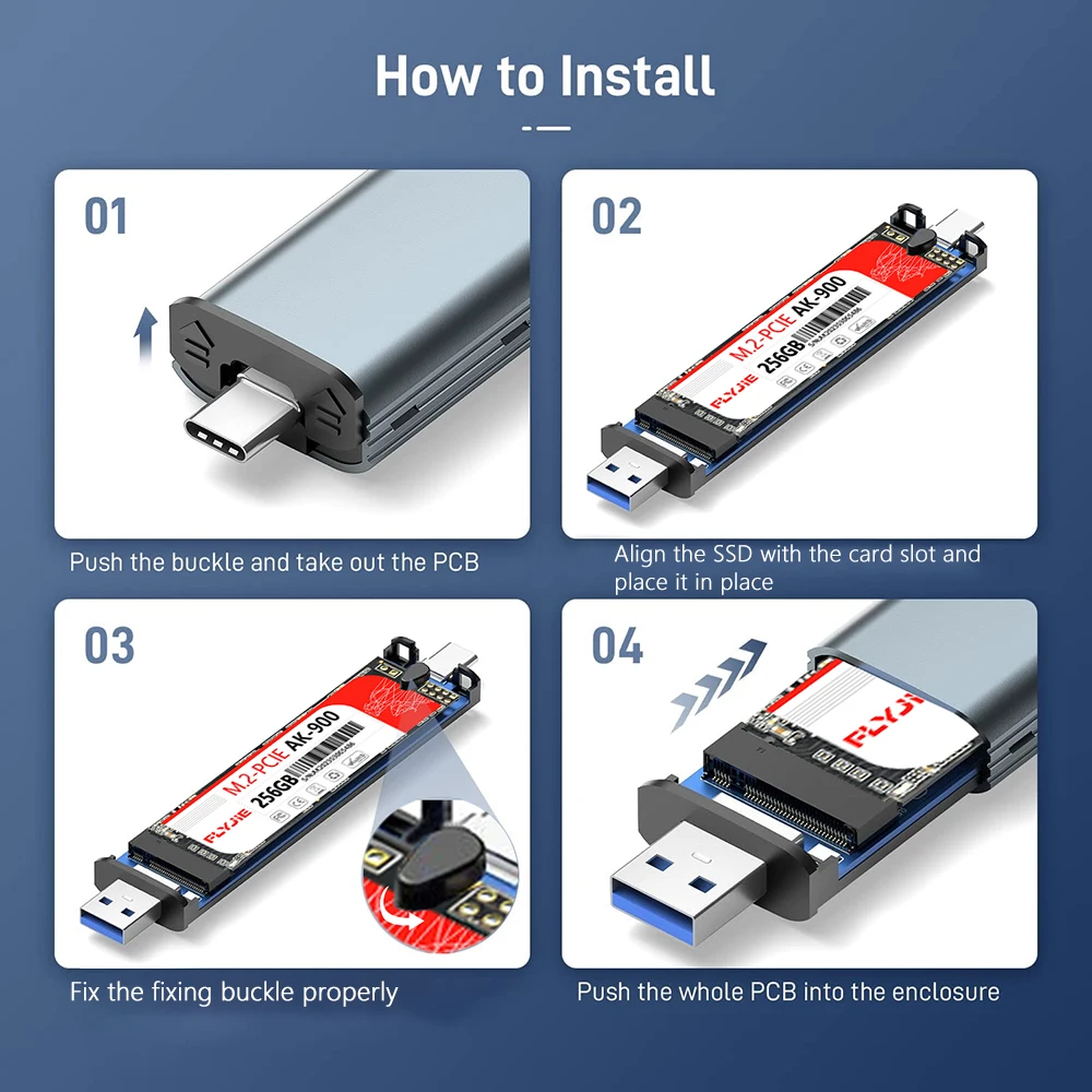 Dual Protocol NVME NGFF SATA SSD to USB Type C