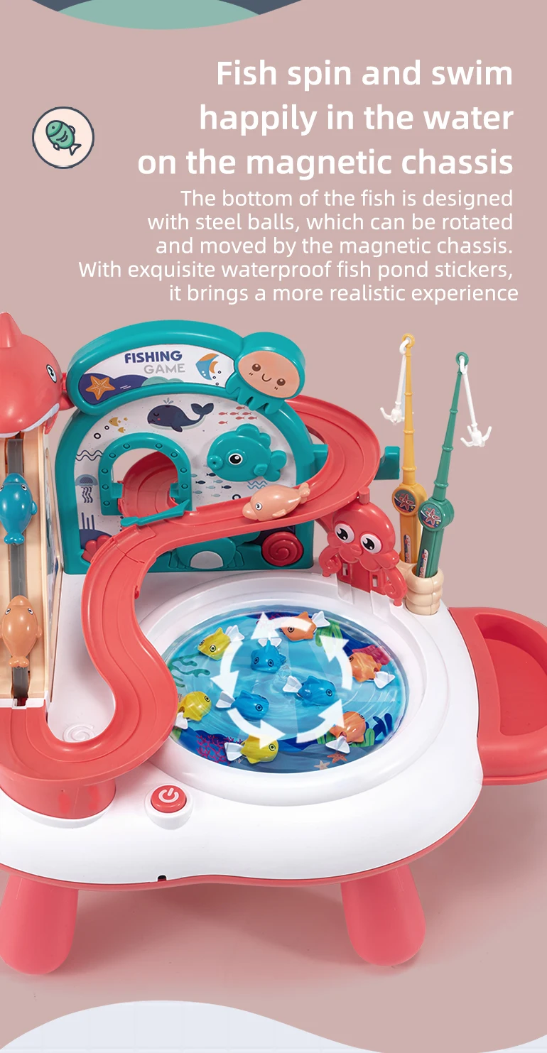 Chengji Interactive Electric Portable Children Funny Kids Plastic Fishing Game Toys Playing Water Go Fishing Platform Toys