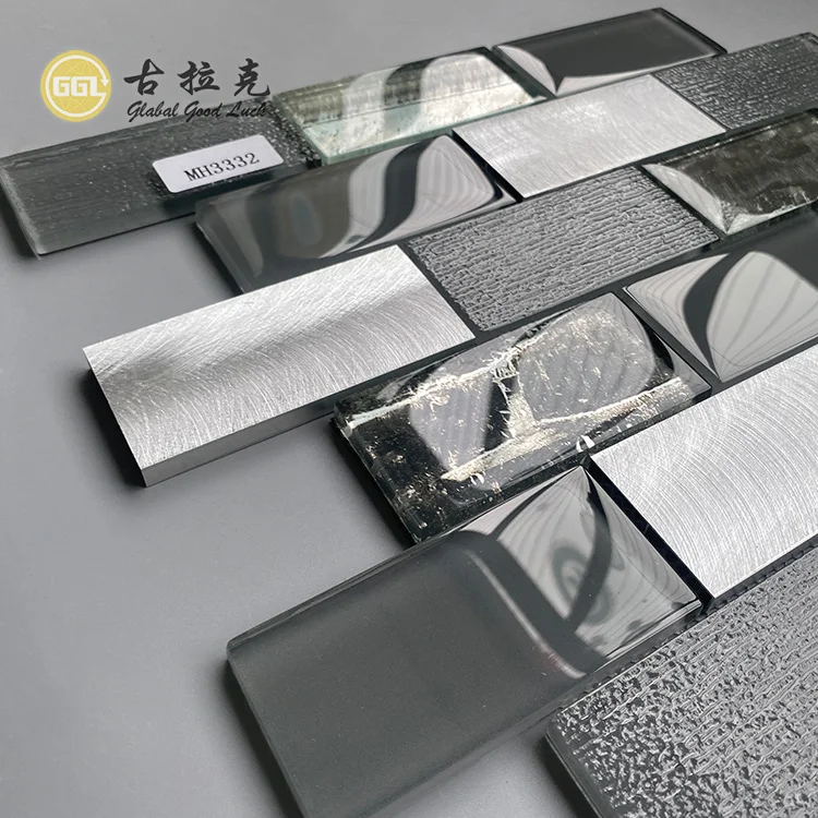 Luxury Glass Mix Metal Tiles Back Splash Kitchen Tiles Crystal Glass Mosaics