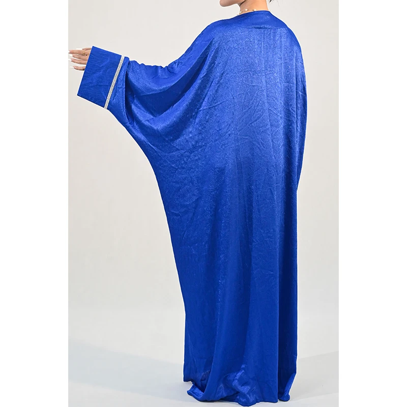 Wholesale Summer Islamic Clothing Breathable Embroidered Muslim Women's V Neck Kaftan Long Dress