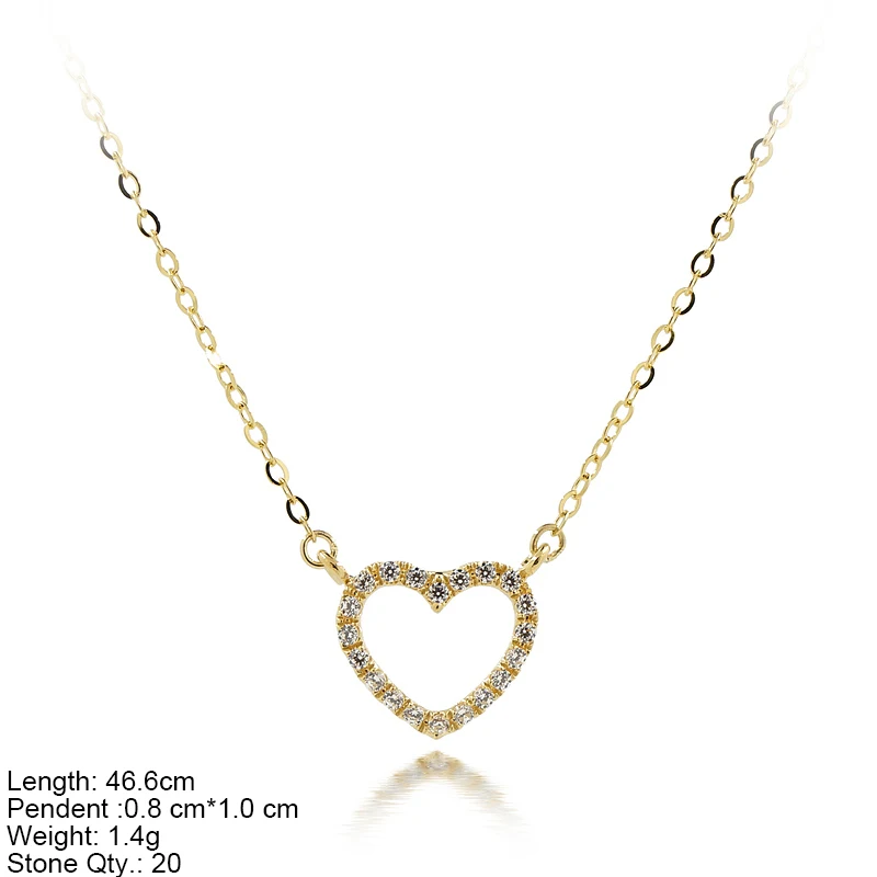Luxury Pendant Heart Shape 18K Gold Necklace for Women's