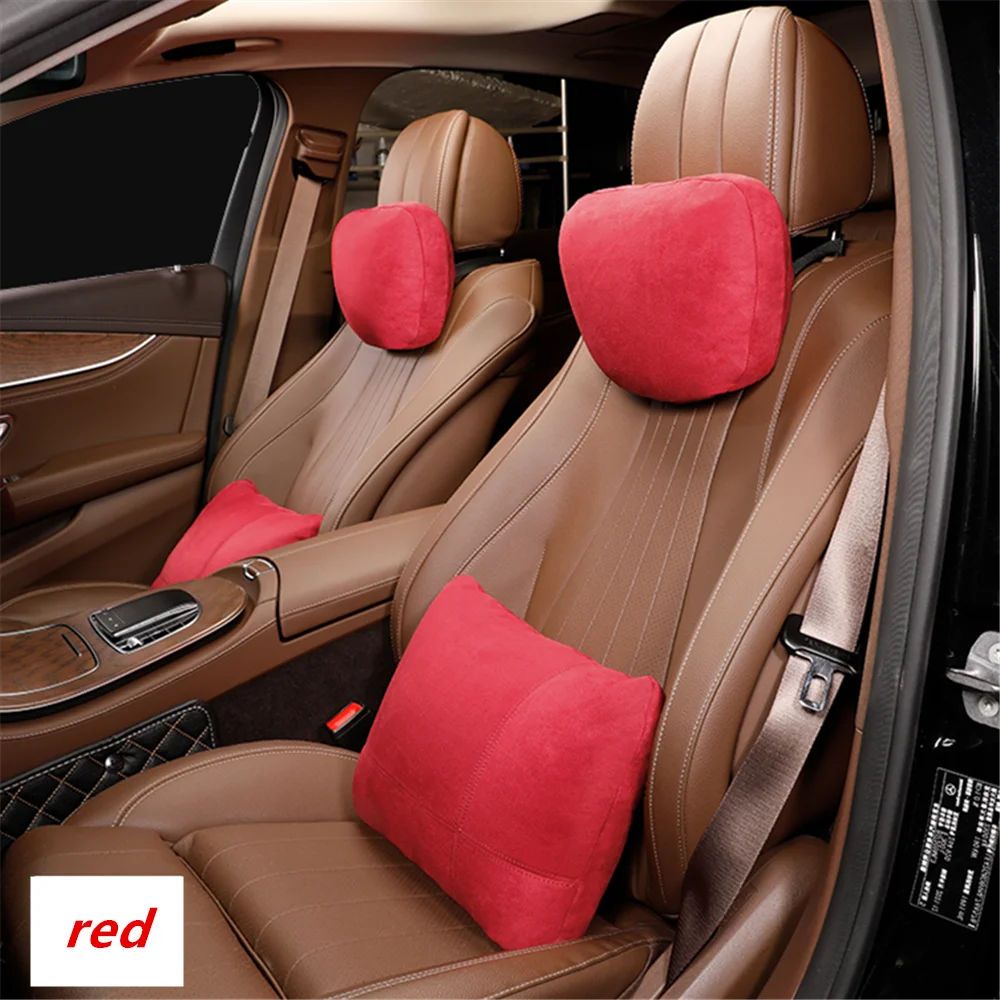 Бордово-красная подушка для поясницы автомобиля впитывает влагу дышит воздухом поглощает удары защищает талию и снимает поясничное давление.