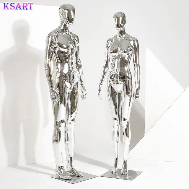 Custom-made Electroplated silver male and female couple model frame women's and men's display frame window clothing store props