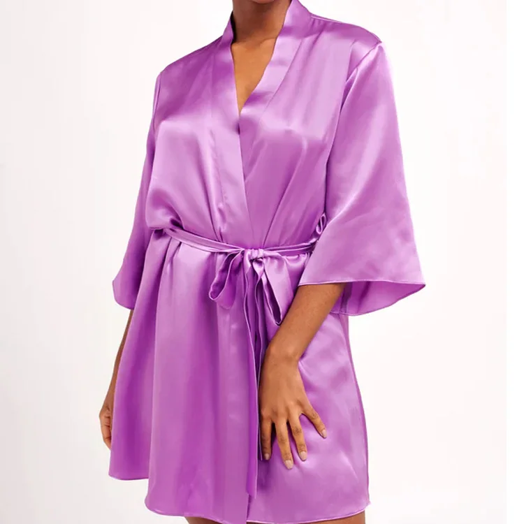 Satin Silk Kimono Bathrobe Custom Nightwear for Women