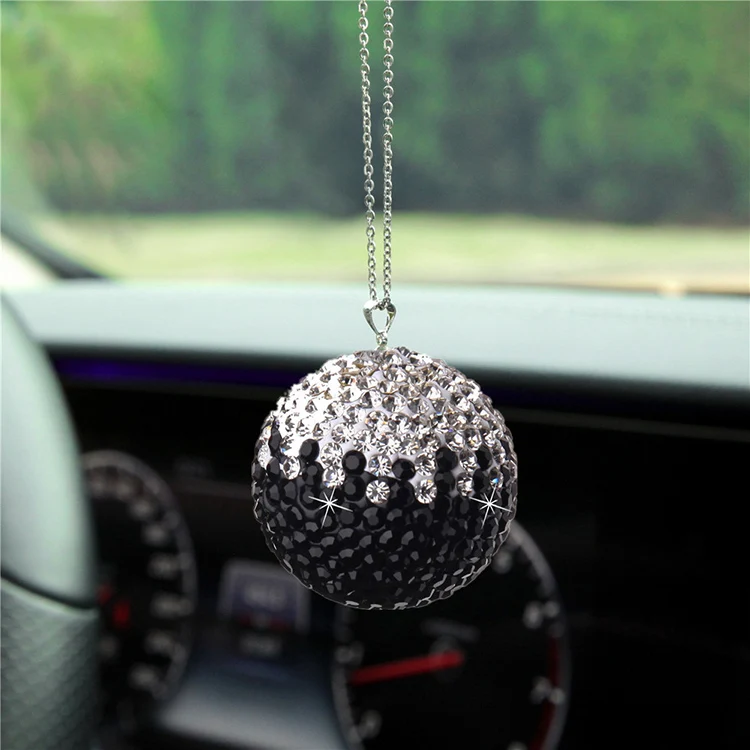 New Fashion Bling Bling Stainless Steel Rhinestone Car Auto Rearview Mirror Hanging Decoration Ball