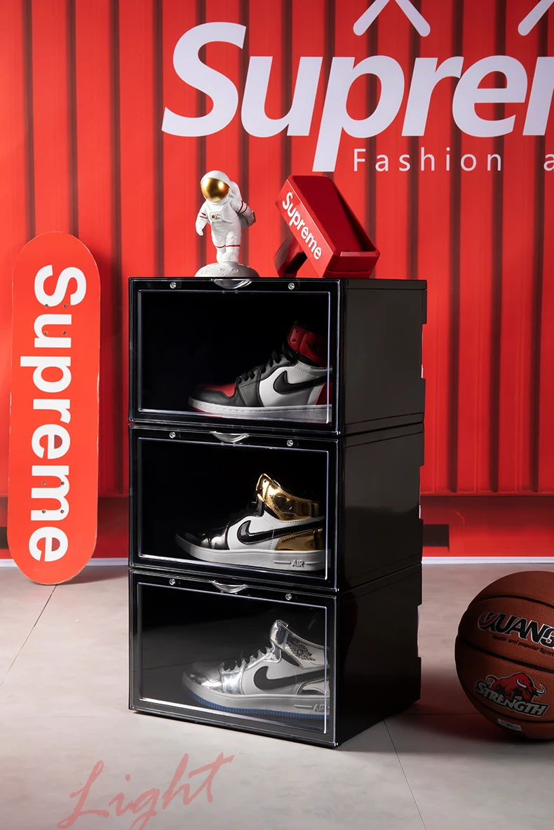 Side Open Plastic Acrylic Led Light Shoes Display Box Voice Control Led