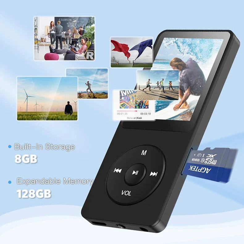 High Quality Portable BT MP3 MP4 Push Button Student Listening Music Player E-book Playback white speakers