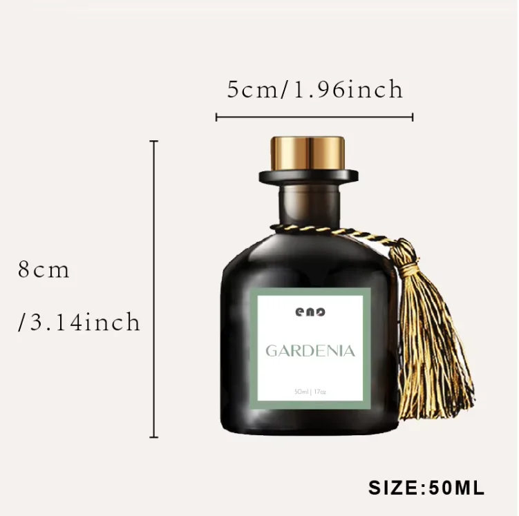 Floral Scent Reed Diffuser Black Classic 50ml Gardenia Bloom Fragrance Home Floral Scent Aroma Sets Packaging for Home