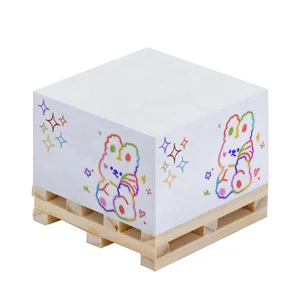 Professional Custom Logo Printing Note Cube Wooden Pallet Self-Adhesive Sticky Notes Memo Holder Pad Paper Cube Block Refill