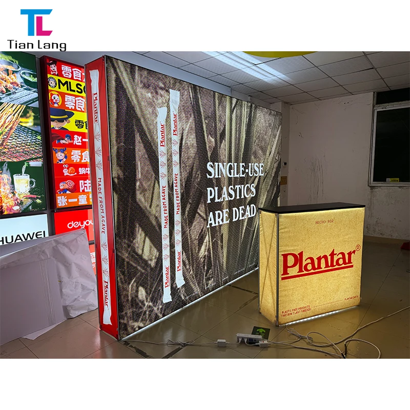 Põrandal lihtne hooldus tugev alumiinium uuesti kasutatav 10x10 jalg kaubandusnäituse peegel eksponeerimine LED valgustatud taust