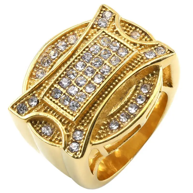 New Trend Wedding Gift Blingbling Jewelry Zircon Ring Classic Hip Hop