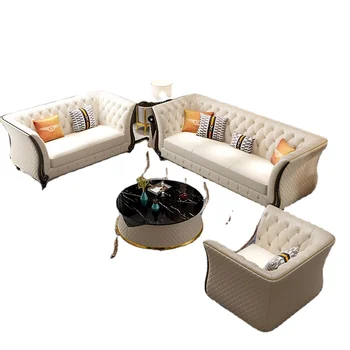 Luxury  home furniture Nordic Villa Hotel Luxury design tufted Leather sofa set