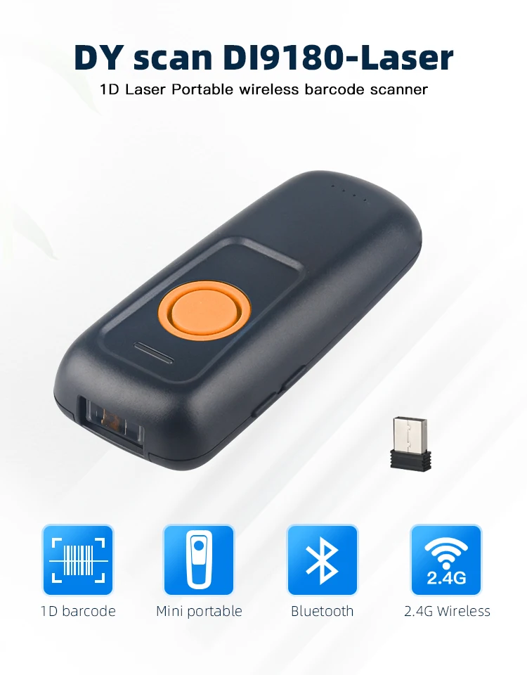 Long Range Dual Mode Barcode Reader 1d Wireless Bluetooth 2.4g