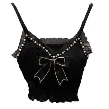 Butterfly Bustier Bow Tie Coquette Y2k Clothes Sexy Top Women's Bra Backless Folds Halter Top Crop Tops Women 2023