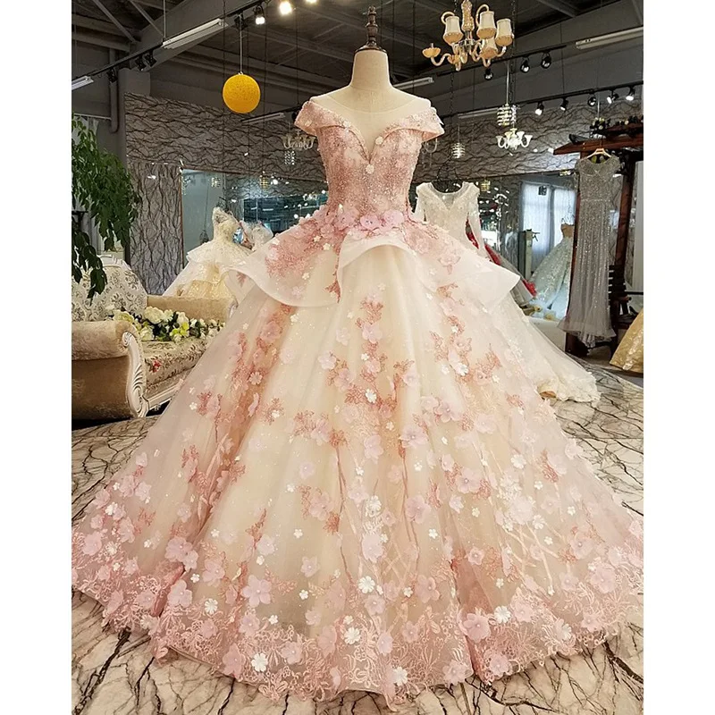 Pink Princess Bridal Dress - One Shoulder Korean Slim Wedding Evening Gown  in Pink with Lace-Up Back, Perfect for Brides