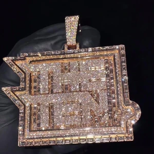 Wholesale Custom Logo Vvs Moissanite Iced Out Letter Initial Name Jewelry Personalized Moissanite Pendants