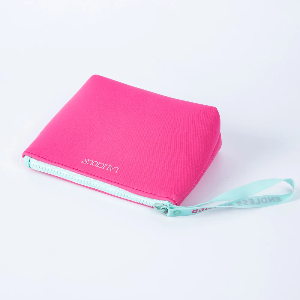 BSCI Factory Customized Neoprene Cosmetic Pouch Bag Personalized Logo SBR Travel Makeup Bag Beauty Wristlet Pouch