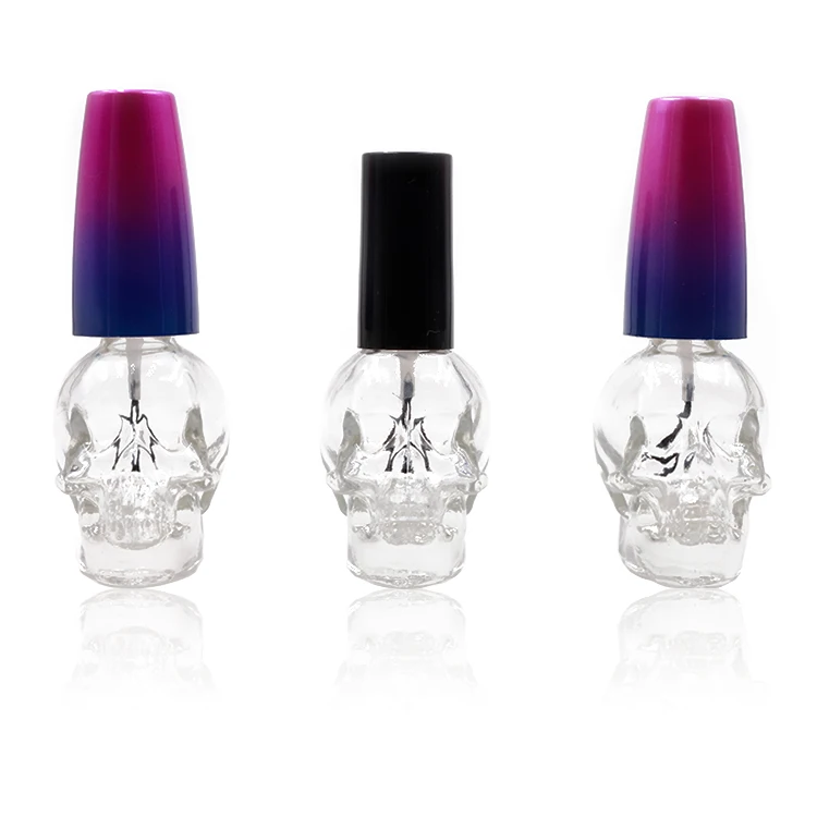 skull shape clear nail polish bottle 15ml