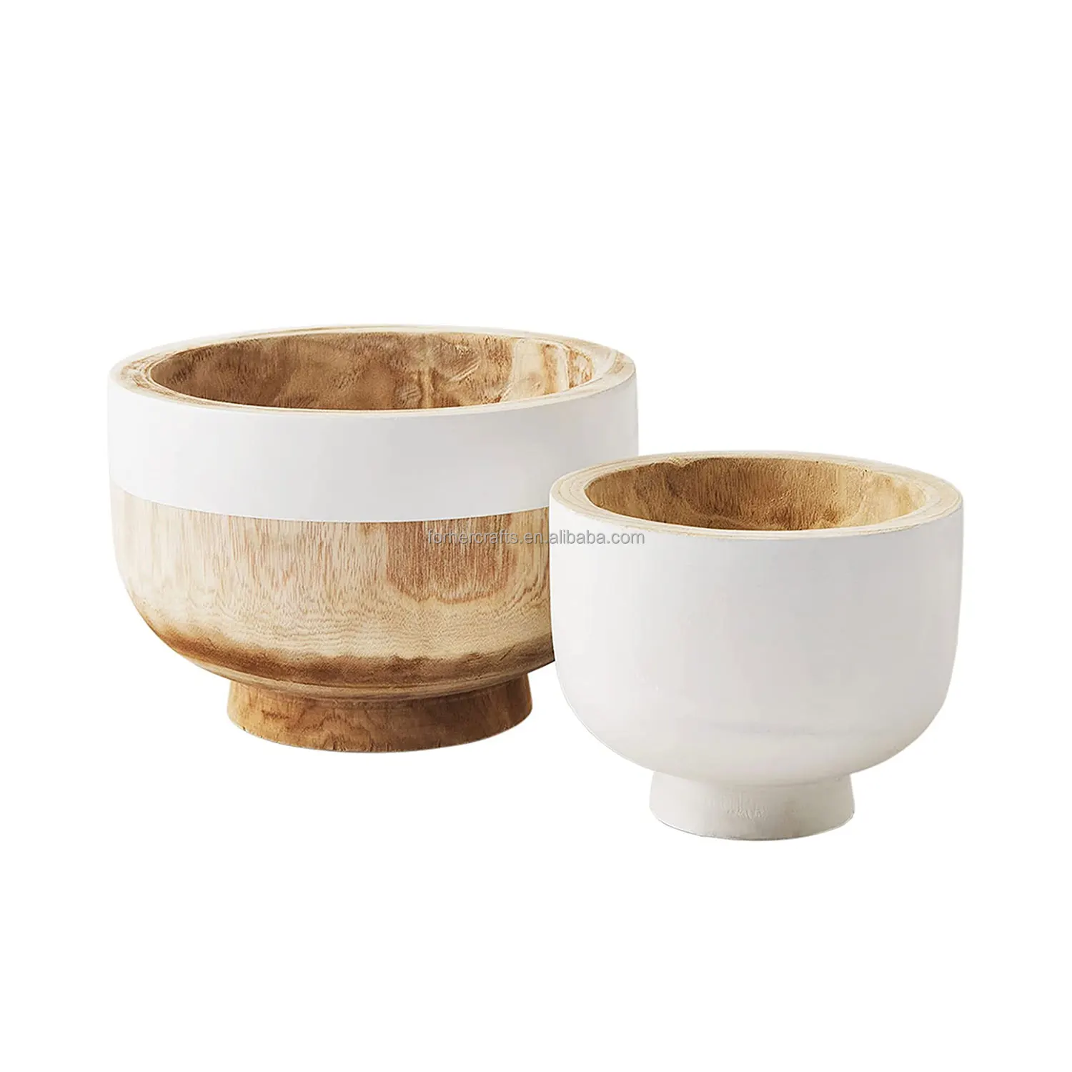 White And Natural Wooden Dough Bowls Wholesale Farmhouse Brown Rustic