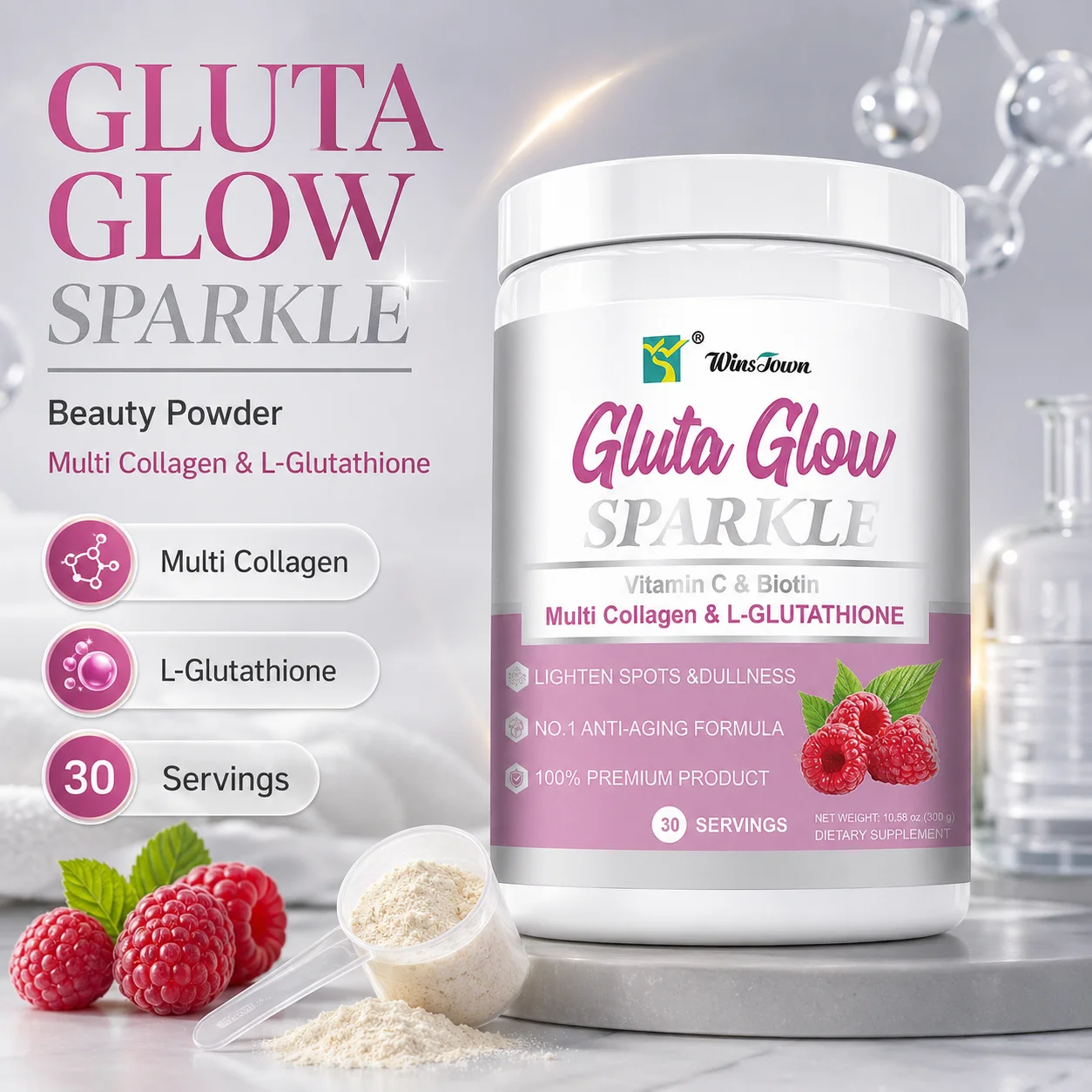 glutathione powder drink 2x Supreme Gluta White 1500000 mg High Punch Anti-Aging Hello Bloom Glow Reduced L-Glutathione
