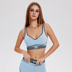 Line up Bra Flocking Print Custom Design Women's Skinny Adjustable Straps Yoga Running Sport Bra