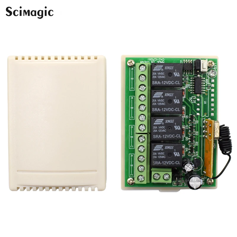DC12V 4CH Channel Wireless Relay Remote Control Switch Roller Shutters Rf Transmitter and Receiver