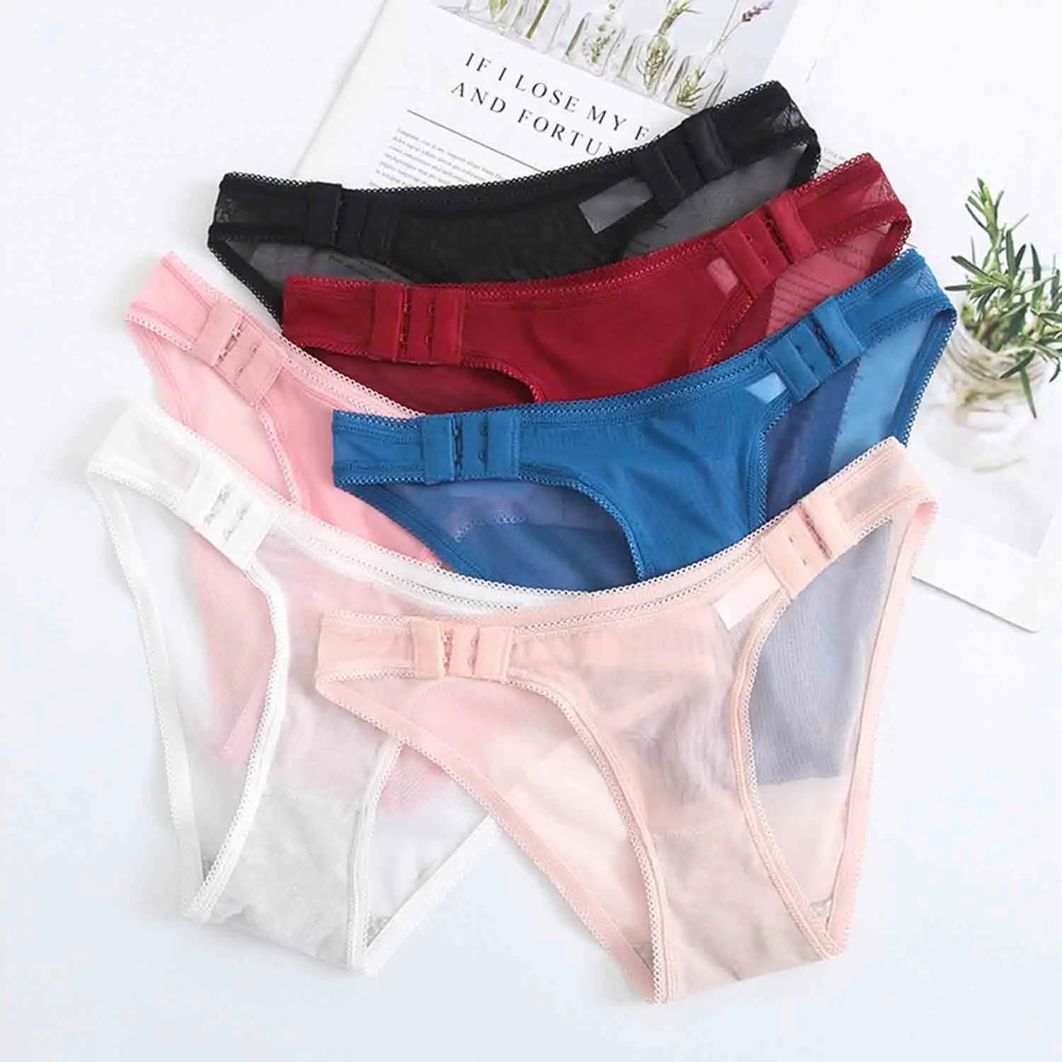 Women's Seamless Sexy Triangle Low Waist Girls' Mesh Panties Breathable ...