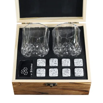 Wholesale Hot Selling Custom Crystal Whiskey Cigar Glasses Old Fashioned Whiskey Glass Set of 2 Gift Box Whiskey Stone Set