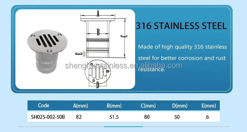 Marine Accessories Boat Floor Drain Stainless Steel 316 Boat Splash ...