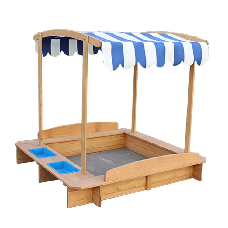 Caixa de areia de madeira para crianças Play Station para crianças com bacia