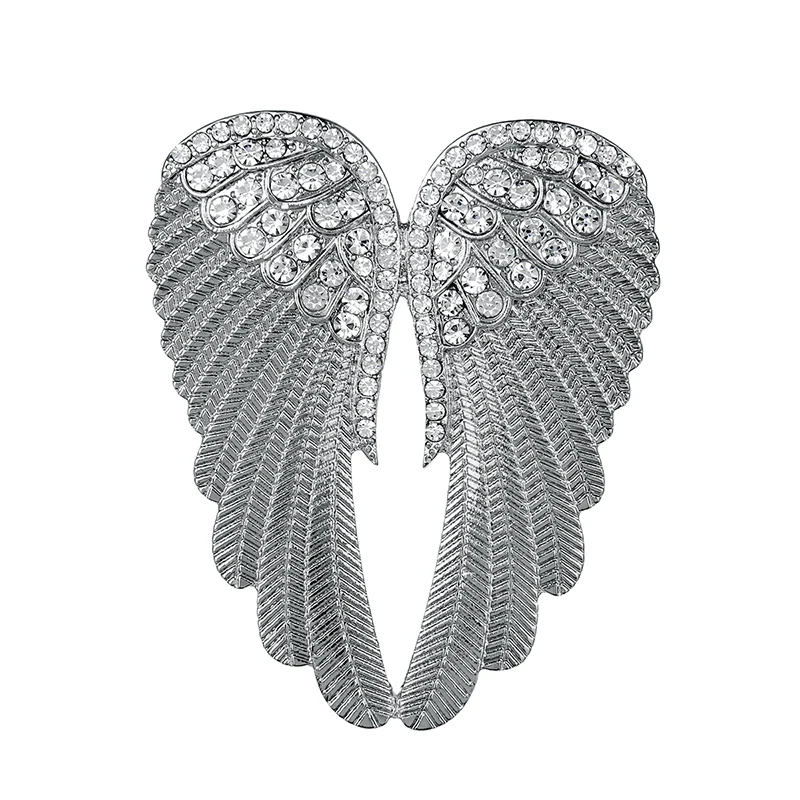 New Arrival Gold or Silver Color Plated Rhinestones Large Archangel Wing Brooch Pins
