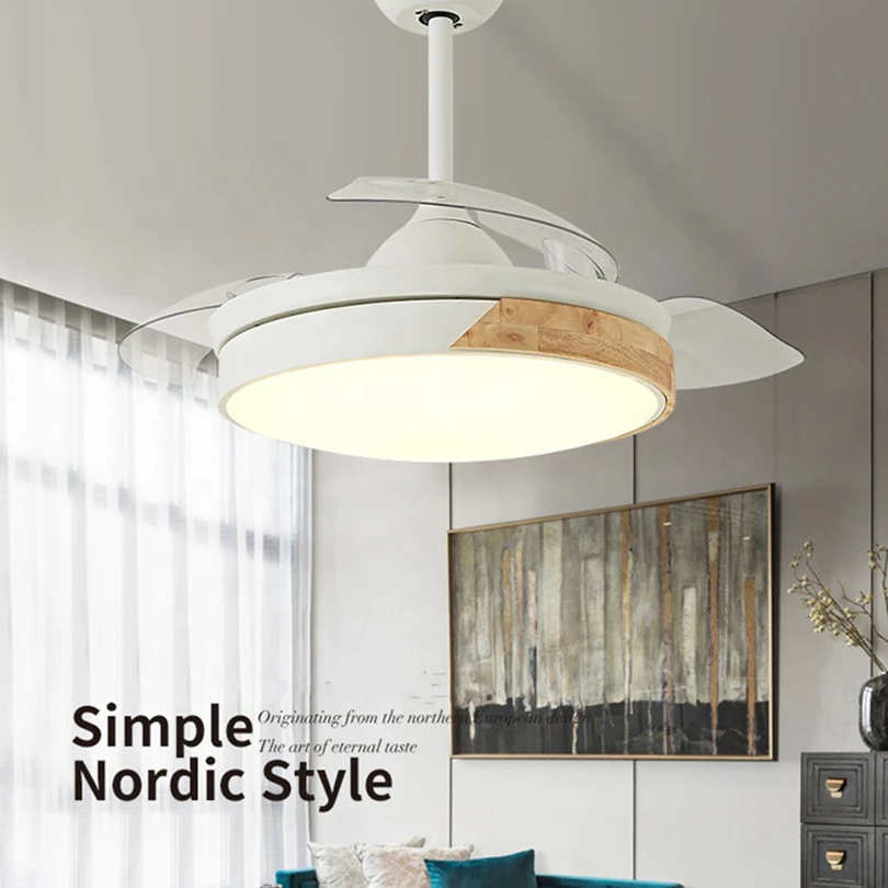 Bagong Produkto Deluxe Decorative Invisible Blade White Led Ceiling Fan Light na May Remote Control