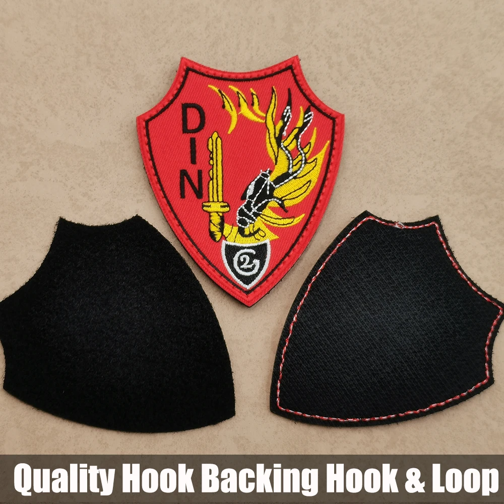 Quality Red Color France Knight Embroidery Bright Red French Foreign Legion With Sword Patch for Jacket Shoulder Label Patch Sew