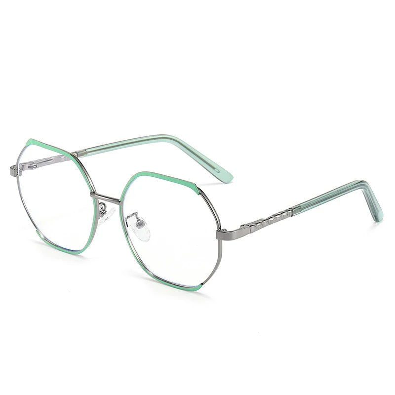 Fashion Orange Myopia Glasses Women 2024 Vintage Polygon Square Blue Light Blocking Eyeglasses Metal Nearsighted Eyewear Frames