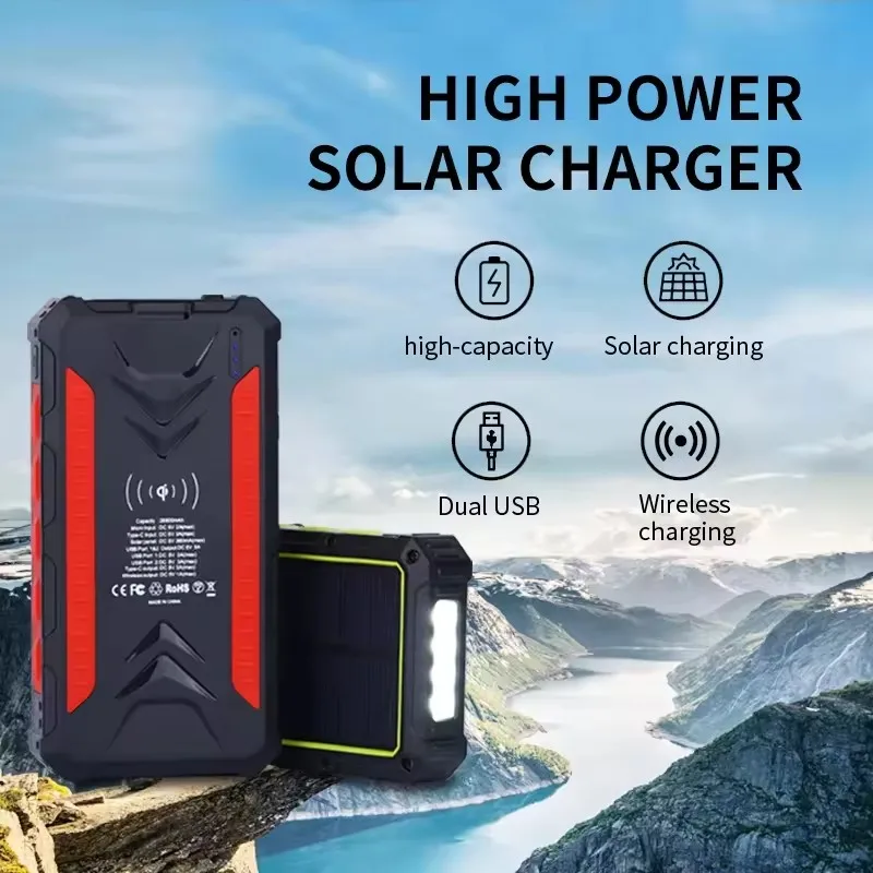 US USA Stock Quick Selling High Capacity 36000mAh Battery QI Solar Power Bank Fast Charger For Mobile Phone Wireless