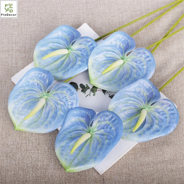 Wholesale Artificial Plastic Anthurium Flowers Real Touch Plant for Home Wedding Party Decoration Table Centers Piece