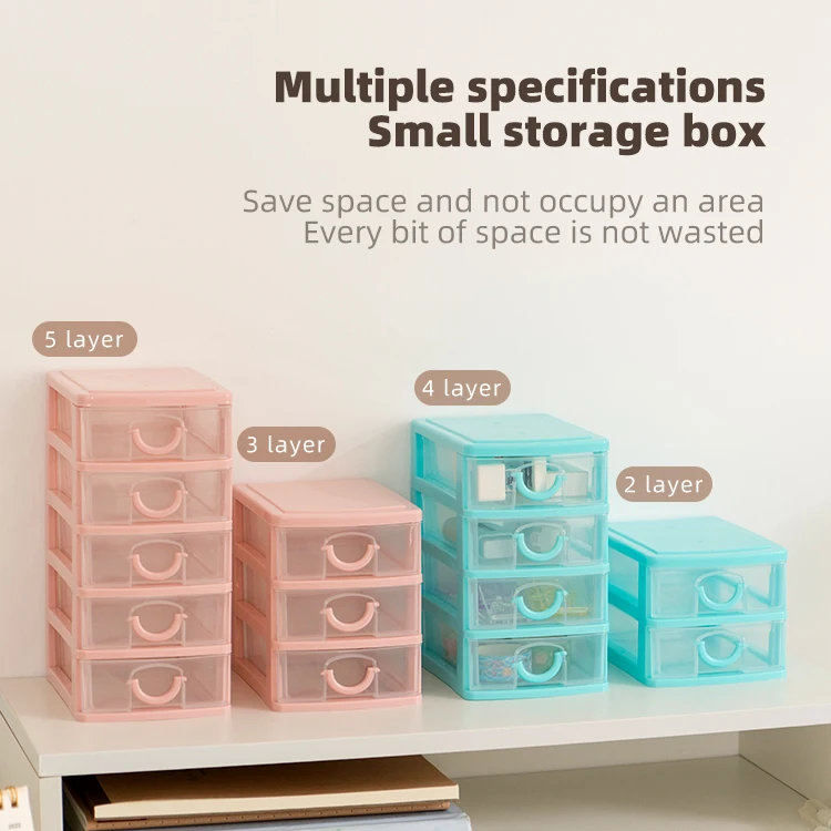 2 or 3 Layers Mini Drawer Desk Organizer Plastic Storage Boxes