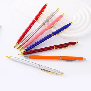 High Quality Slim Thin Hotel Promotional Pen Custom Company Logo Free Gift Advertising Metal Ball Pen
