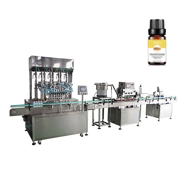 Automatic Essential Oil Body Wash Lotion Bottle Liquid Filling Capping And Labeling Machine Cosmetic Production Line