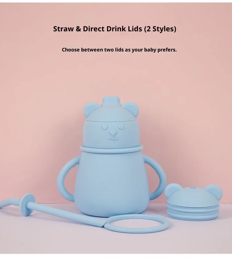 Silicone Little Bear Children's Water Cup Anti Choking, Leak Proof, Drop Resistant, High Temperature Beginners Drinking Water supplier