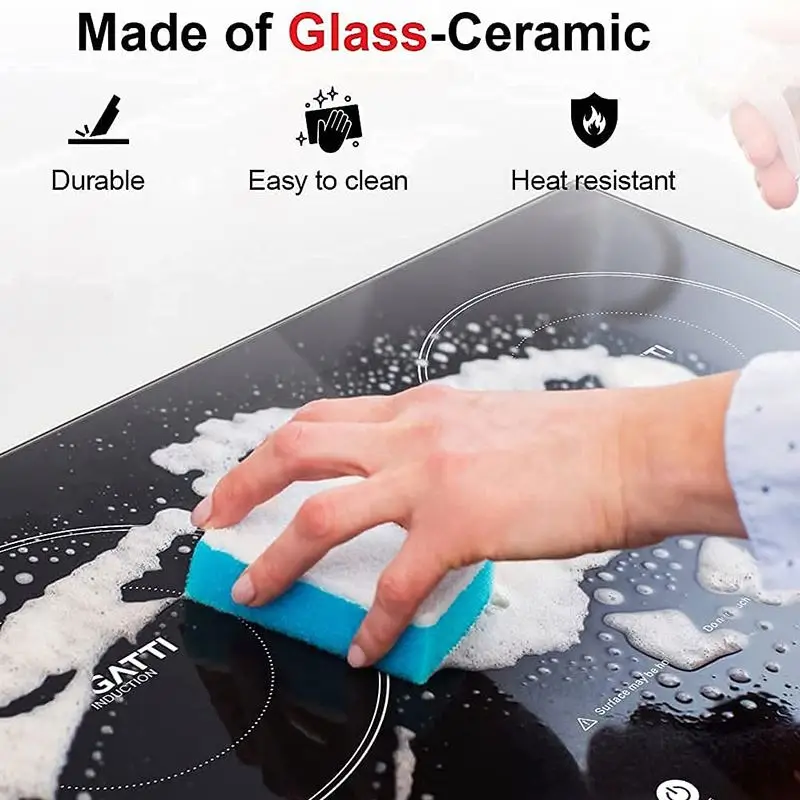High Quality Made in Italy Design Black Induction Cooker Induction Hob With Extraction DIAMOND FLEXI for Kitchen and Cooking
