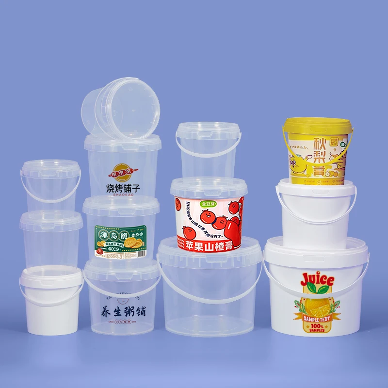 300ml 500ml 1l 1.5l 4l 環境に優しい透明プラスチックバケツ 食品包装